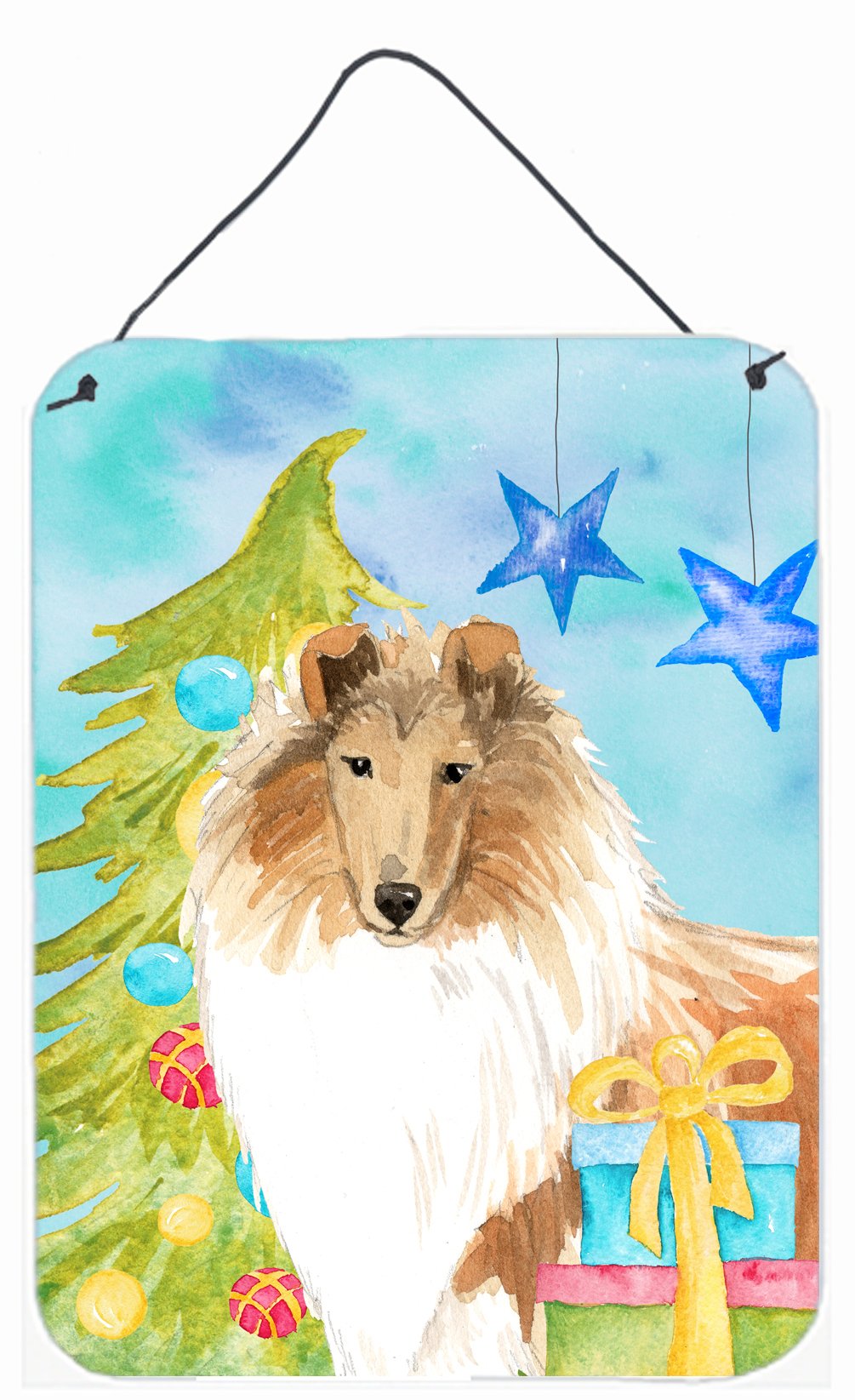 Christmas Tree Rough Collie Wall or Door Hanging Prints CK1867DS1216 by Caroline's Treasures