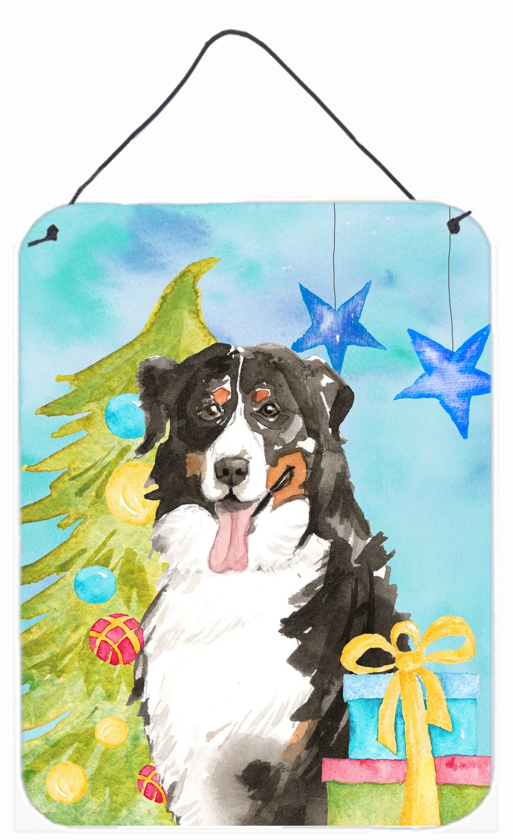 Christmas Tree Bernese Mountain Dog Wall or Door Hanging Prints CK1889DS1216 by Caroline's Treasures
