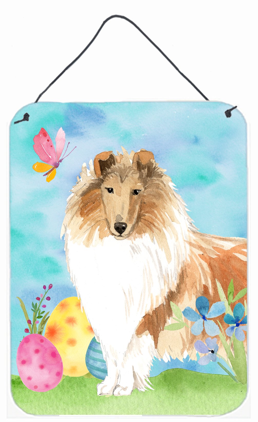 Easter Eggs Rough Collie Wall or Door Hanging Prints CK1904DS1216 by Caroline's Treasures
