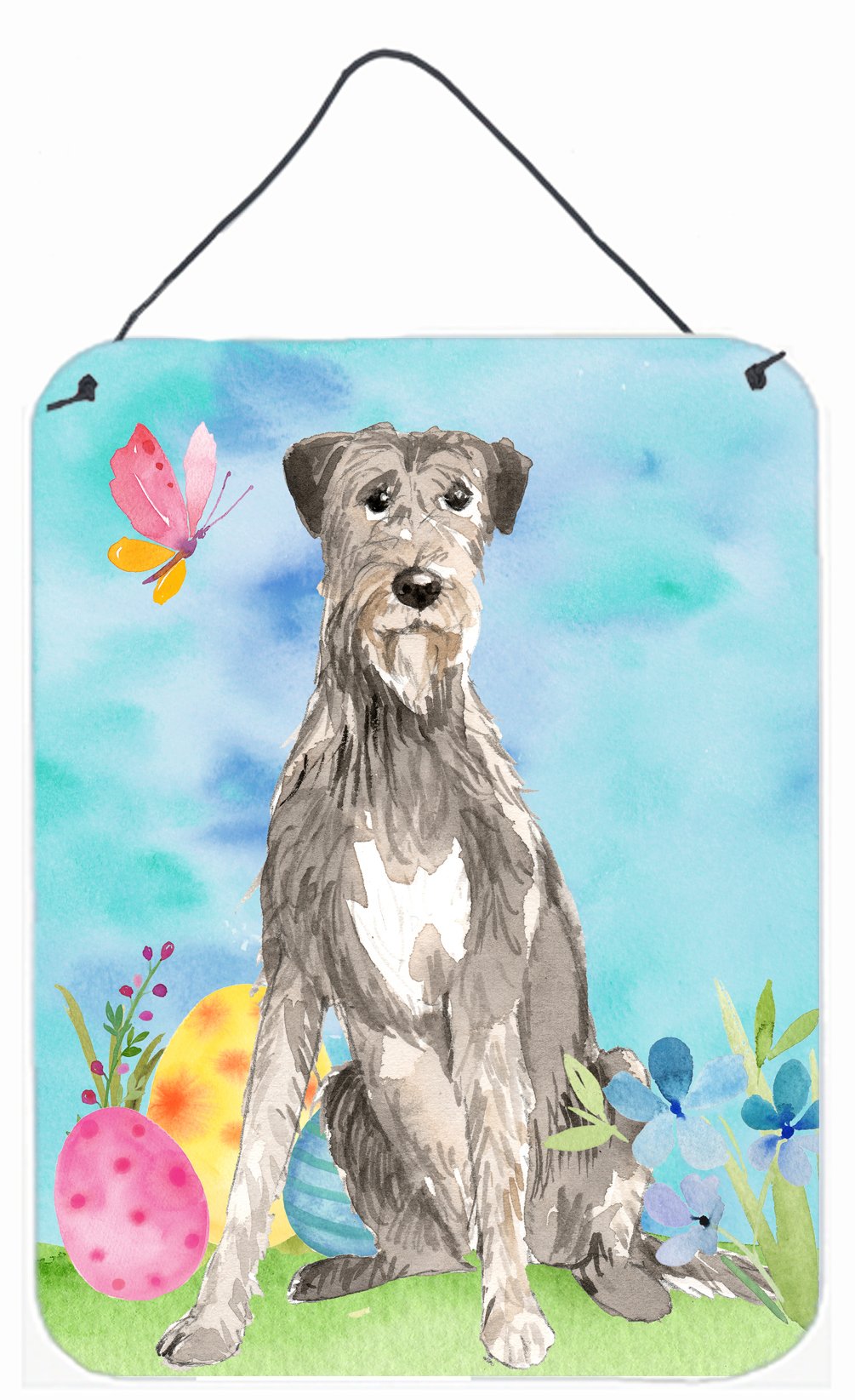 Easter Eggs Irish Wolfhound Wall or Door Hanging Prints CK1913DS1216 by Caroline's Treasures
