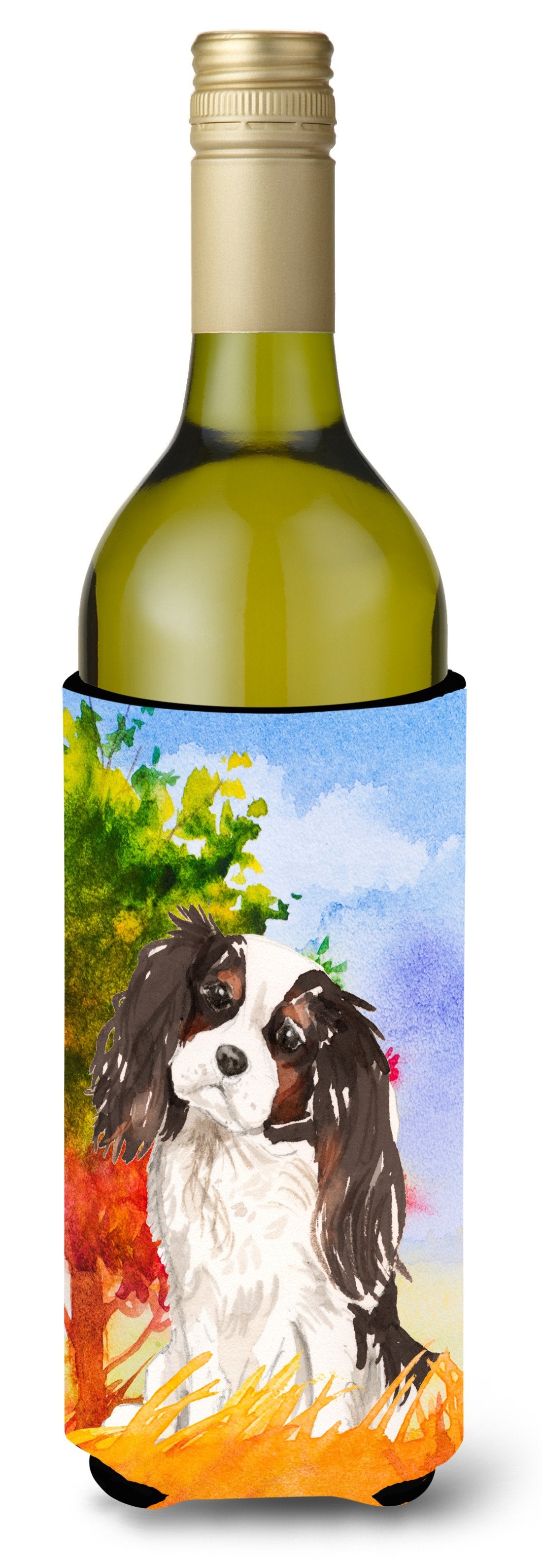 Fall Tricolor Cavalier Spaniel Wine Bottle Beverage Insulator Hugger CK1931LITERK by Caroline's Treasures