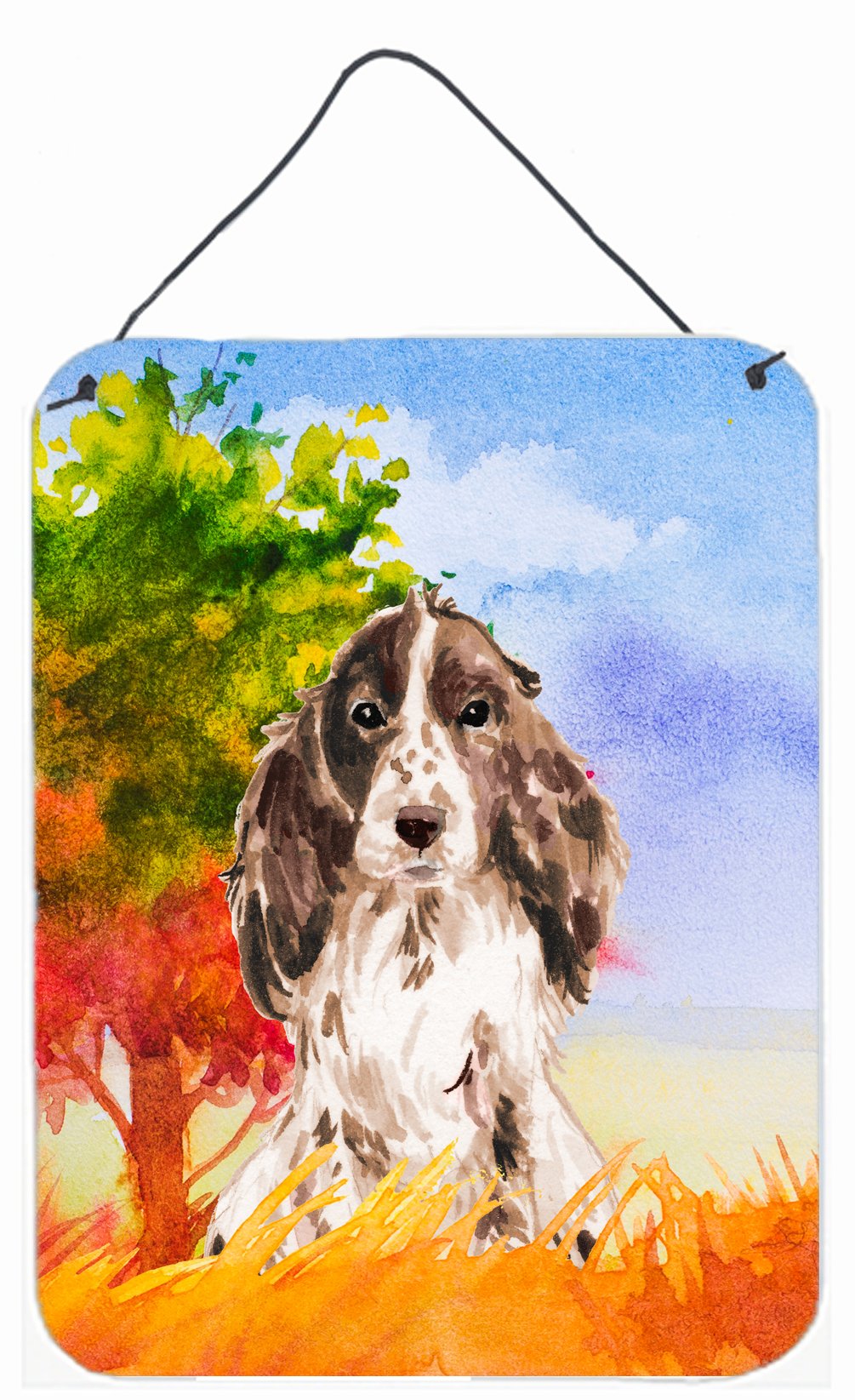 Fall Chocolate Parti Cocker Spaniel Wall or Door Hanging Prints CK1952DS1216 by Caroline's Treasures