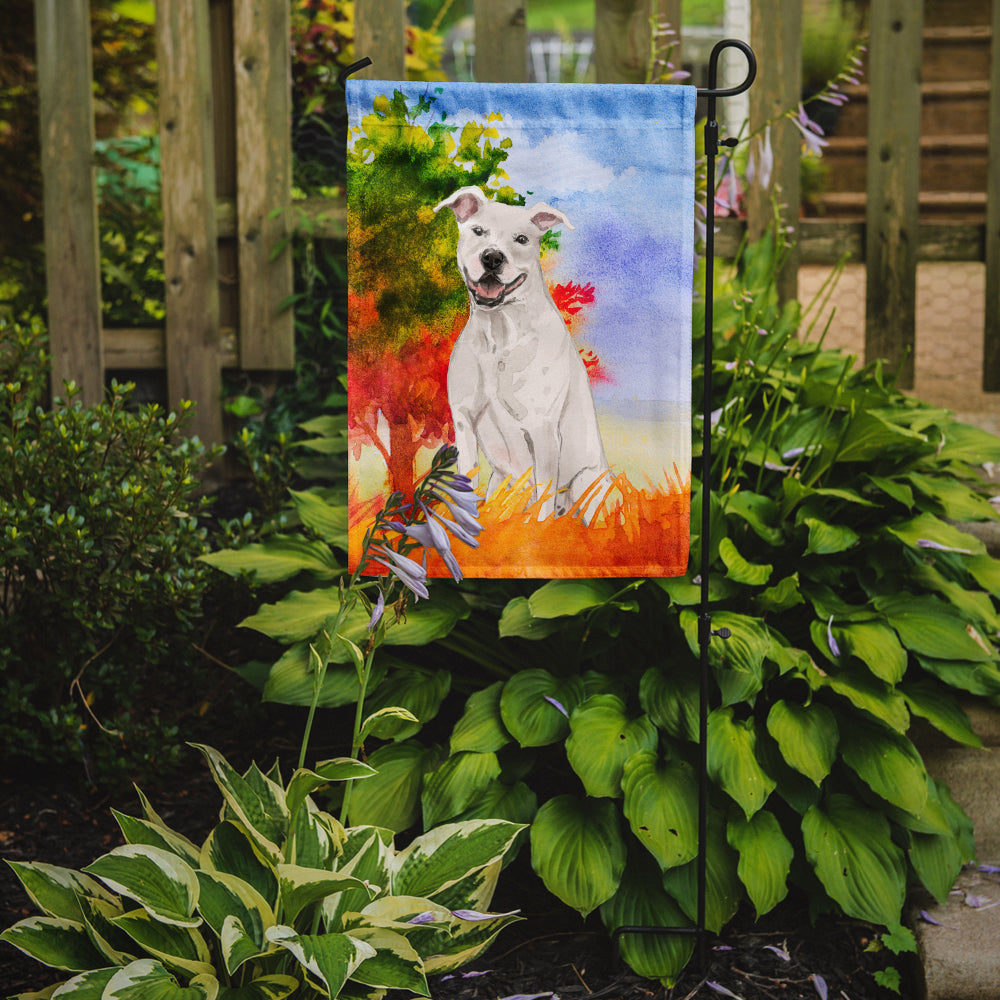 Fall White Staffie Bull Terrier Flag Garden Size CK1961GF