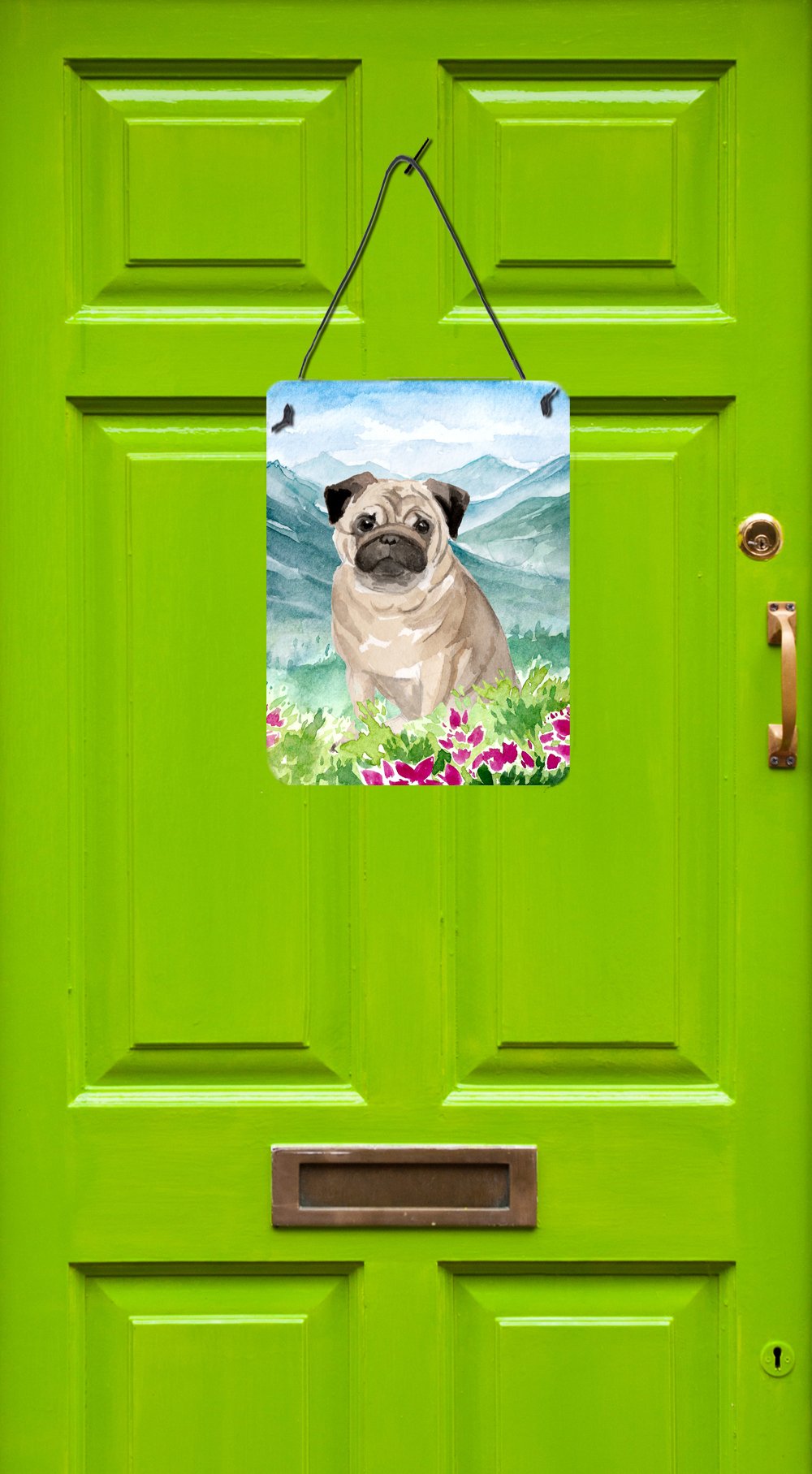 Mountian Flowers Fawn Pug Wall or Door Hanging Prints CK1969DS1216 by Caroline's Treasures