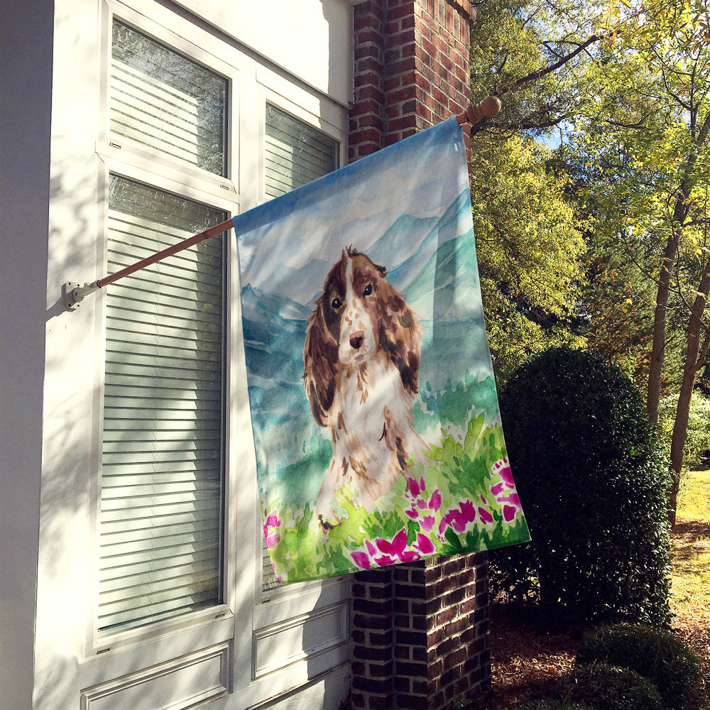Mountian Flowers Chocolate Parti Cocker Spaniel Flag Canvas House Size CK1987CHF