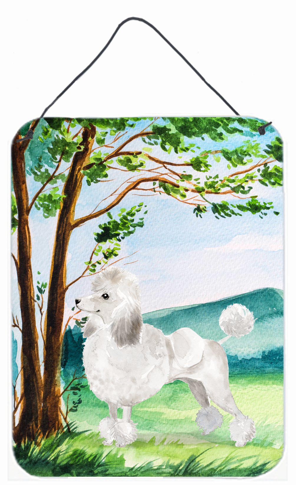 Under the Tree White Poodle Wall or Door Hanging Prints CK1999DS1216 by Caroline's Treasures