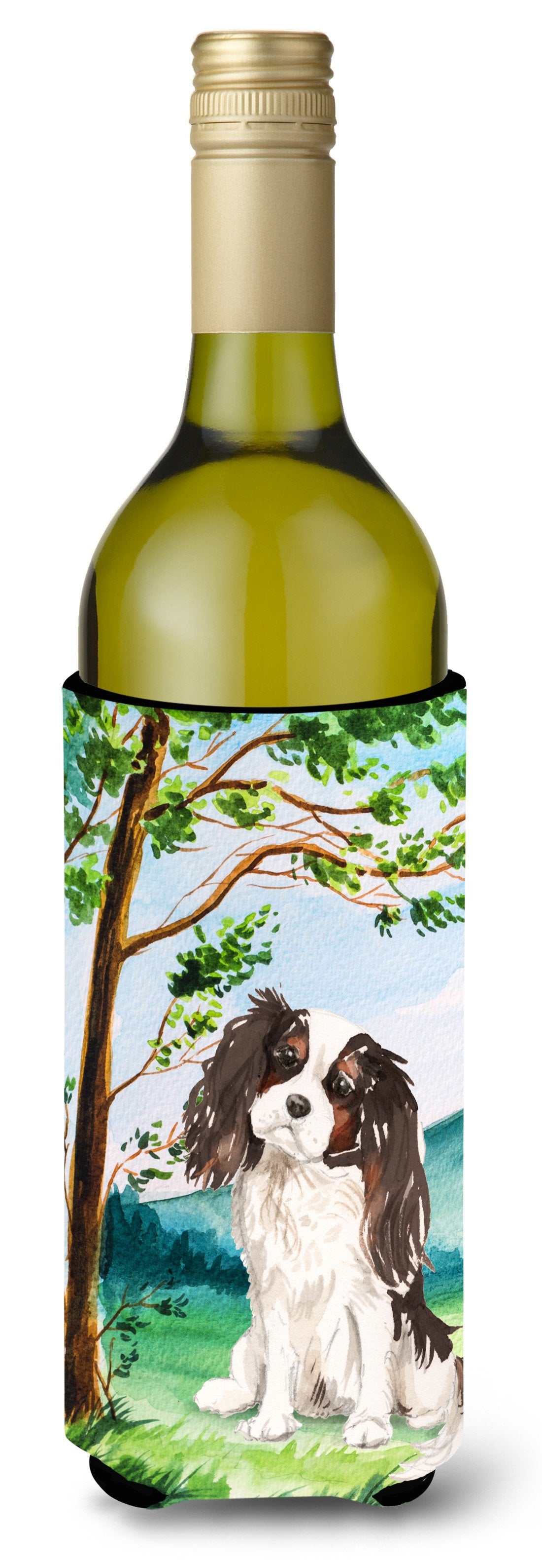 Under the Tree Tricolor Cavalier Spaniel Wine Bottle Beverage Insulator Hugger CK2001LITERK by Caroline's Treasures