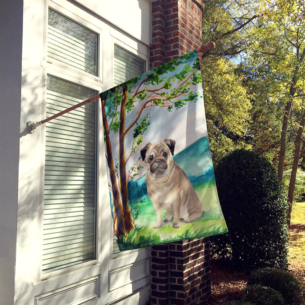 Under the Tree Fawn Pug Flag Canvas House Size CK2004CHF