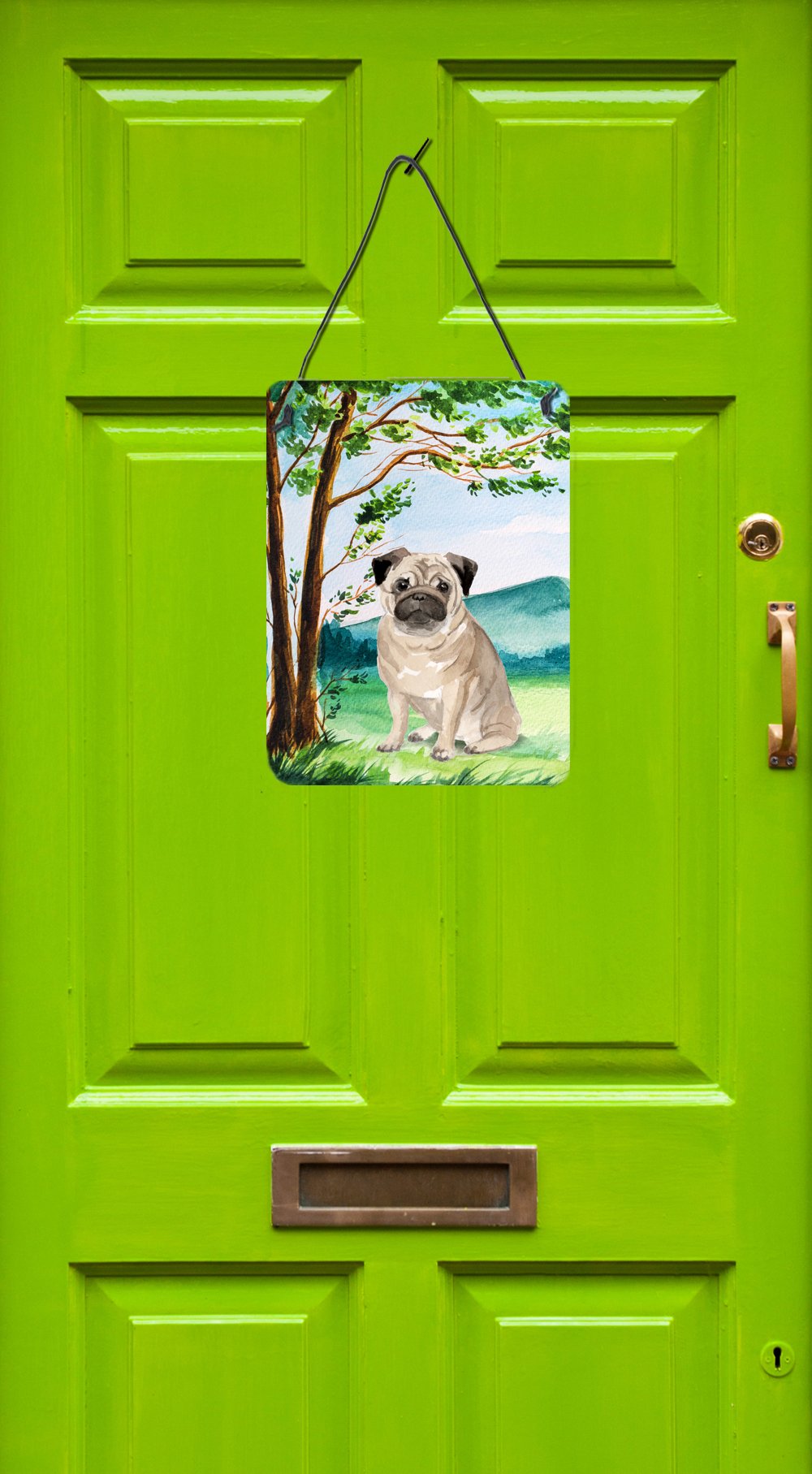 Under the Tree Fawn Pug Wall or Door Hanging Prints CK2004DS1216 by Caroline's Treasures
