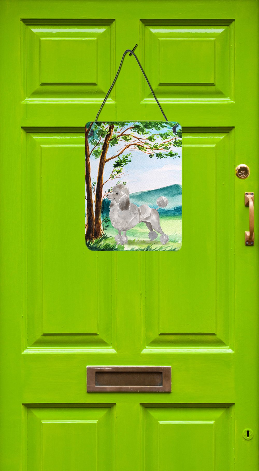 Under the Tree Silver Poodle Wall or Door Hanging Prints CK2010DS1216 by Caroline's Treasures