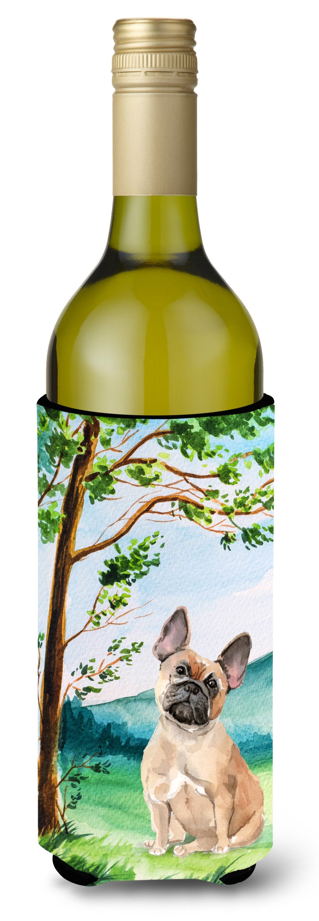 Under the Tree Fawn French Bulldog Wine Bottle Beverage Insulator Hugger CK2013LITERK by Caroline's Treasures
