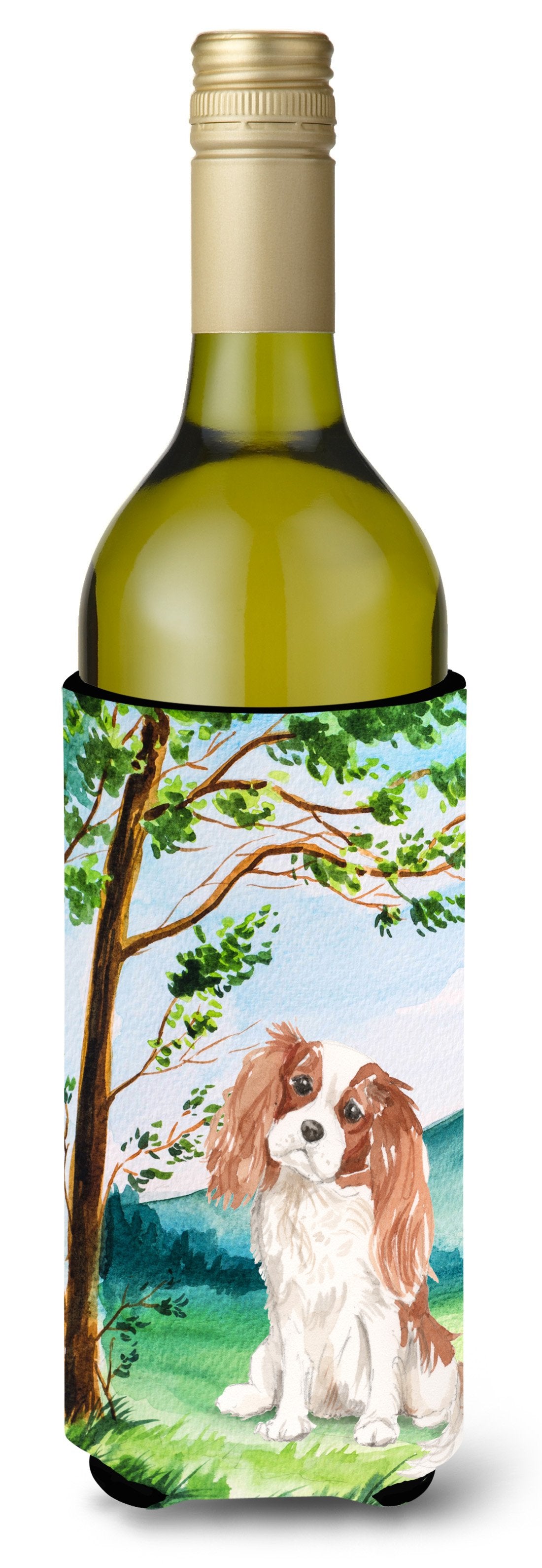 Under the Tree Blenheim Cavalier Spaniel Wine Bottle Beverage Insulator Hugger CK2020LITERK by Caroline's Treasures