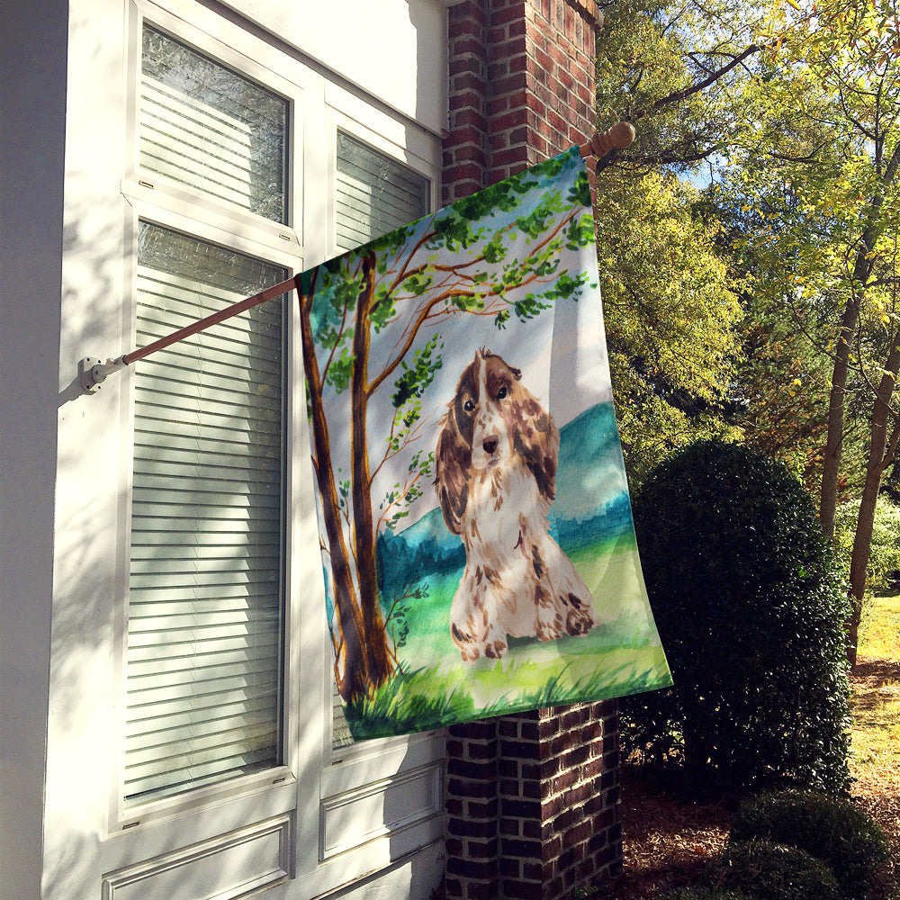 Under the Tree Chocolate Parti Cocker Spaniel Flag Canvas House Size CK2022CHF