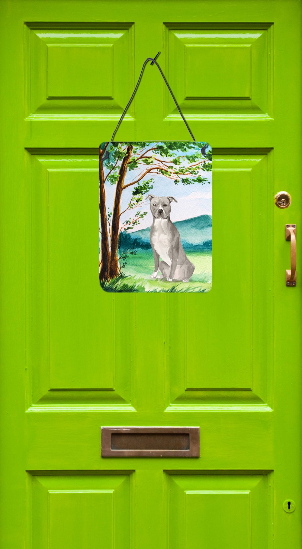 Under the Tree Staffordshire Bull Terrier Wall or Door Hanging Prints CK2032DS1216 by Caroline's Treasures
