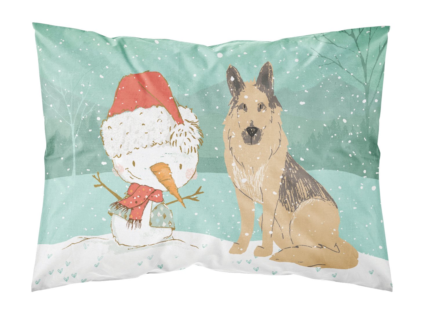 German Shepherd and Snowman Christmas Fabric Standard Pillowcase CK2033PILLOWCASE by Caroline's Treasures