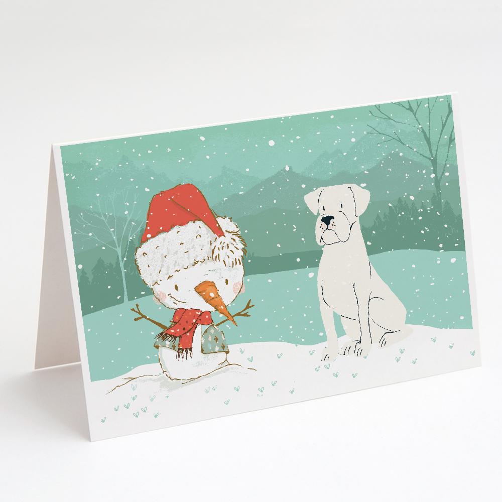 Buy this White Boxer and Snowman Christmas Greeting Cards and Envelopes Pack of 8