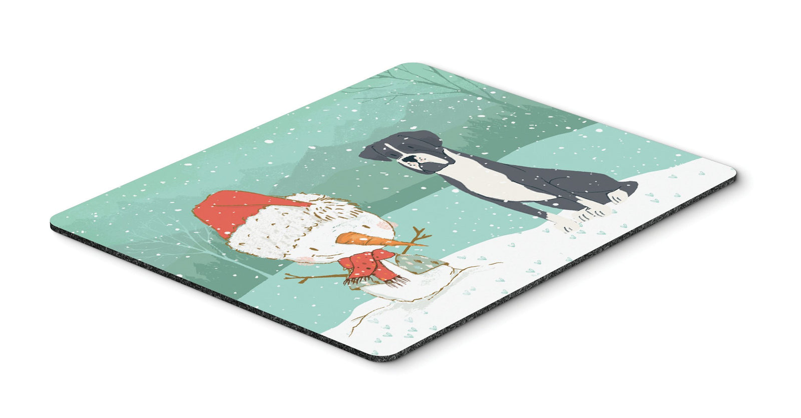 Black Boxer and Snowman Christmas Mouse Pad, Hot Pad or Trivet CK2035MP by Caroline's Treasures