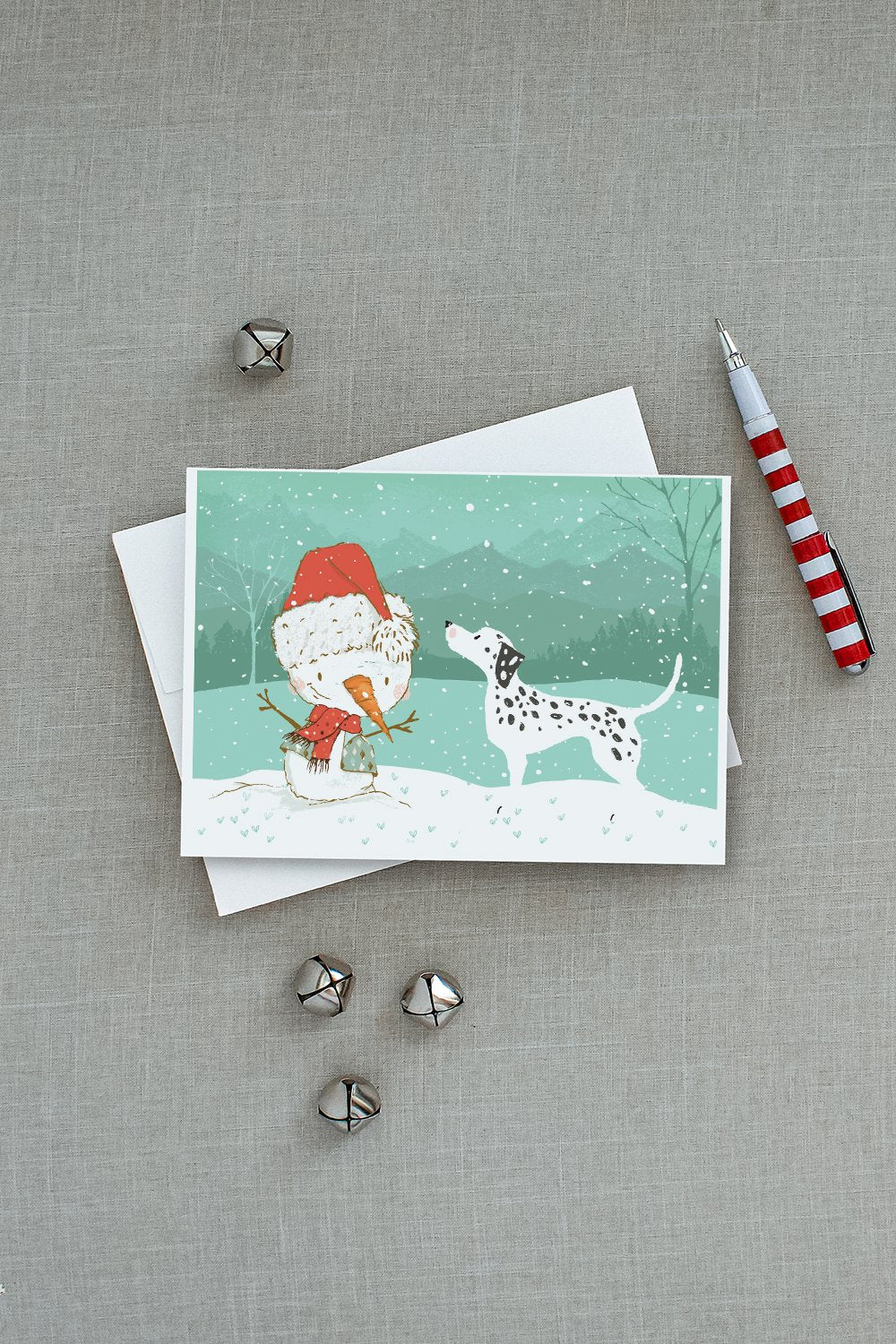 Dalmatian and Snowman Christmas Greeting Cards and Envelopes Pack of 8 - the-store.com