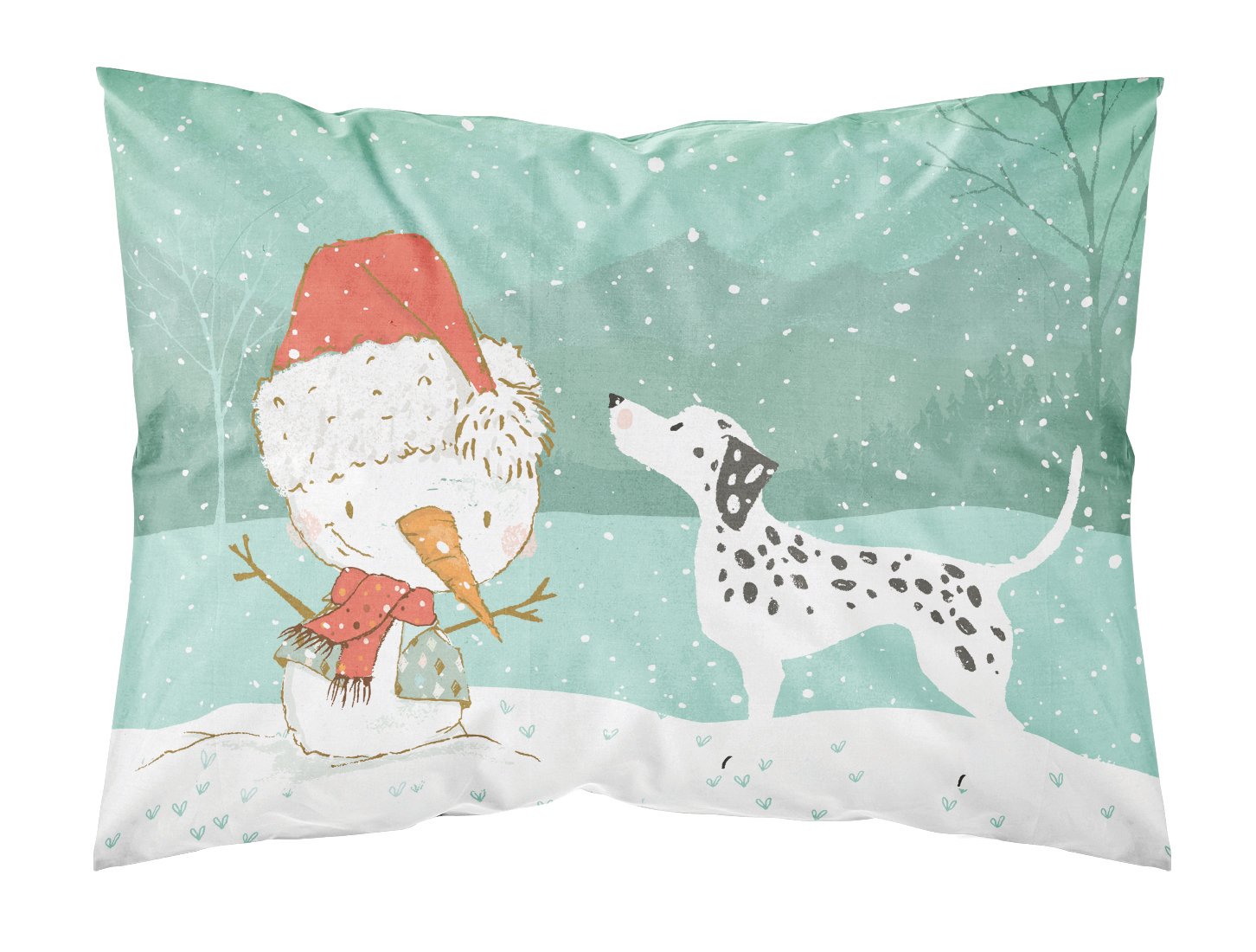Dalmatian and Snowman Christmas Fabric Standard Pillowcase CK2037PILLOWCASE by Caroline's Treasures