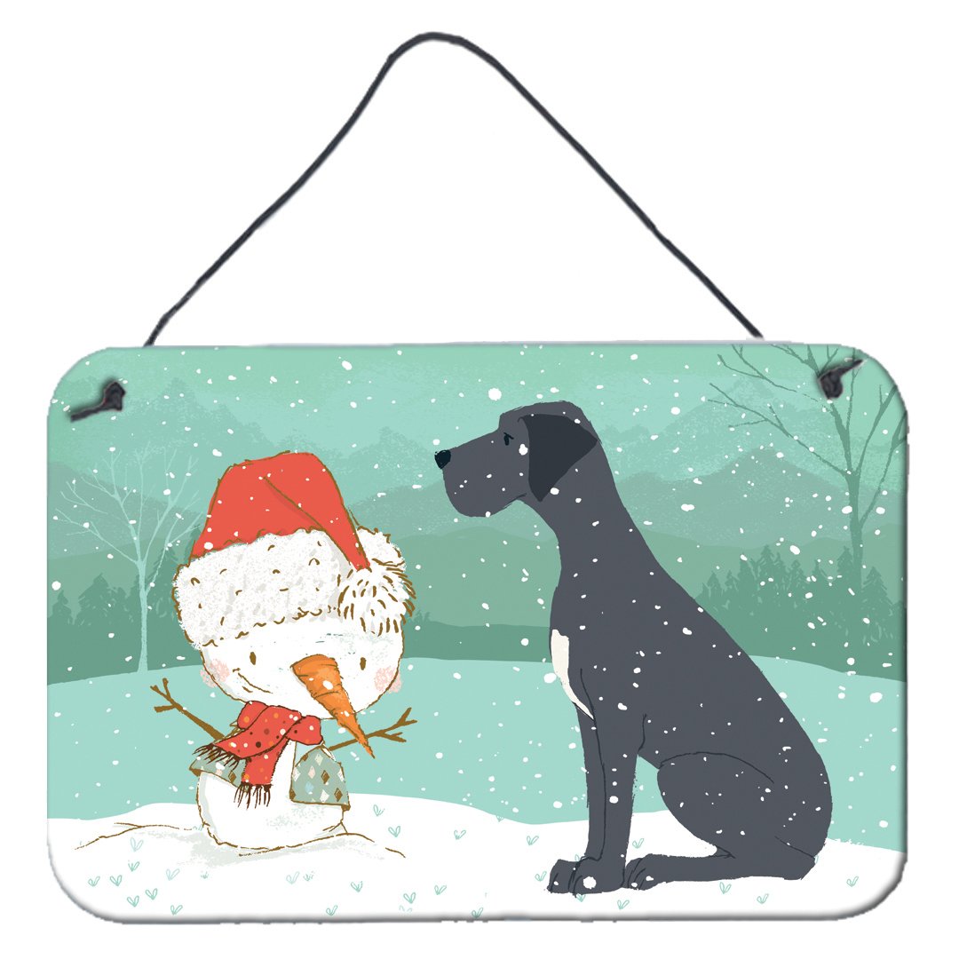 Black Great Dane and Snowman Christmas Wall or Door Hanging Prints CK2039DS812 by Caroline's Treasures