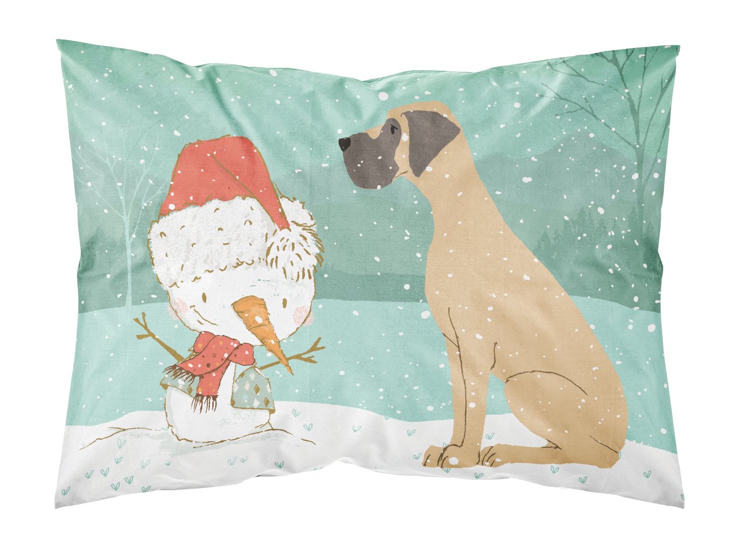 Fawn Natural Great Dane Snowman Christmas Fabric Standard Pillowcase CK2040PILLOWCASE by Caroline's Treasures