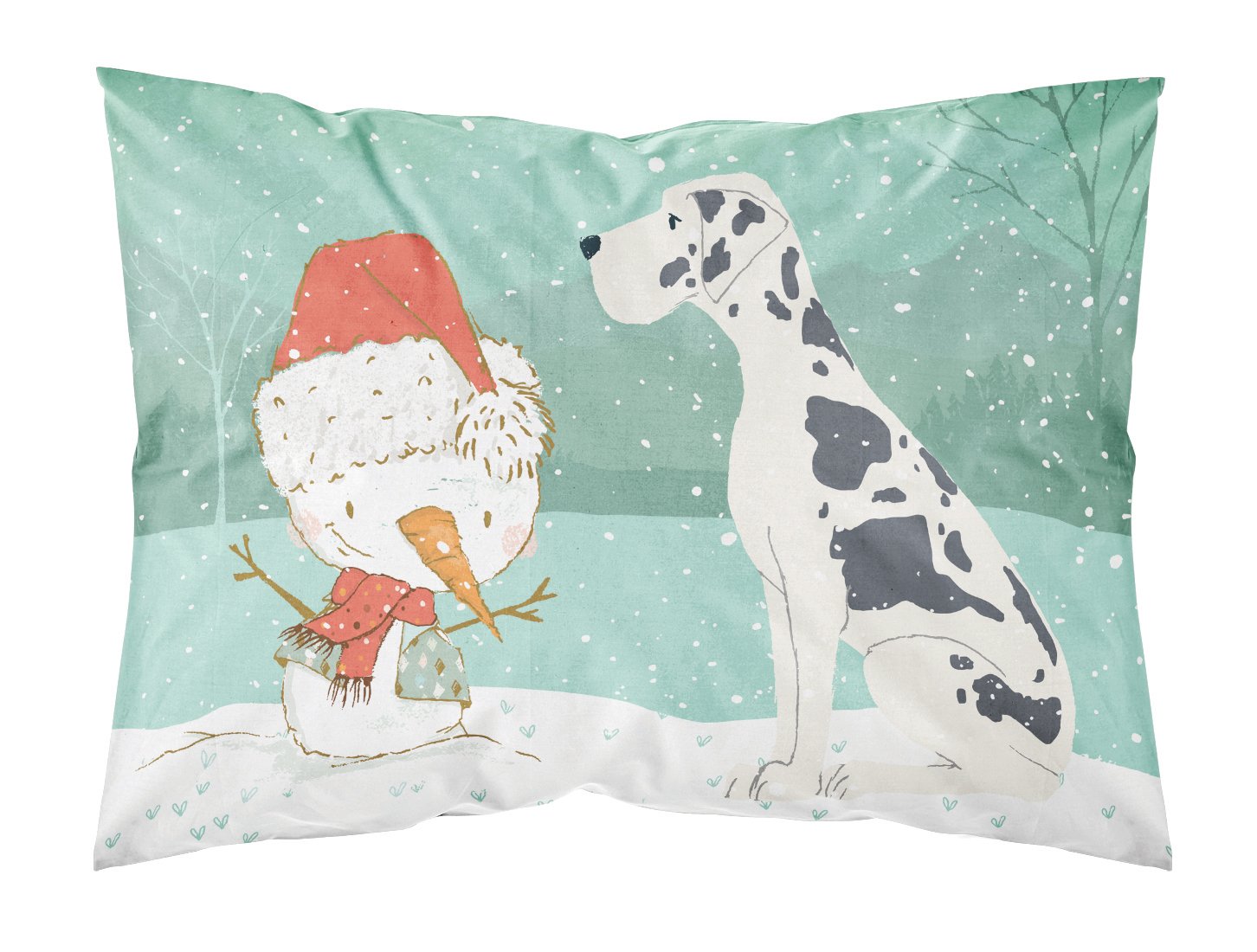 Harlequin Great Dane Snowman Christmas Fabric Standard Pillowcase CK2042PILLOWCASE by Caroline's Treasures