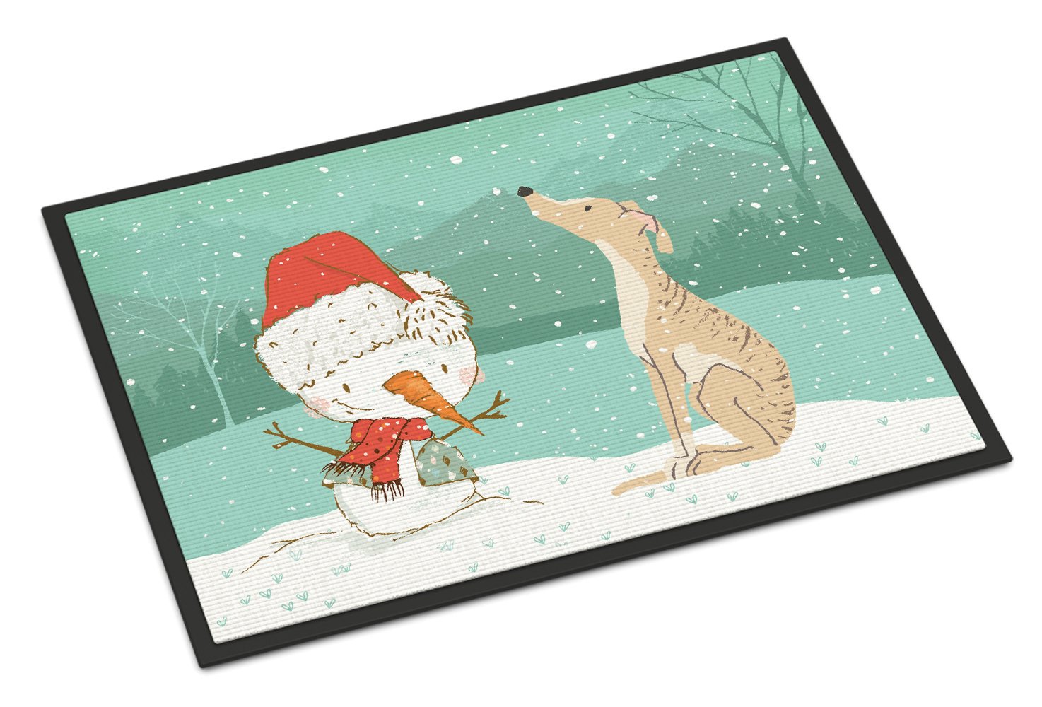 Brindle Greyhound Snowman Christmas Indoor or Outdoor Mat 24x36 CK2043JMAT by Caroline's Treasures