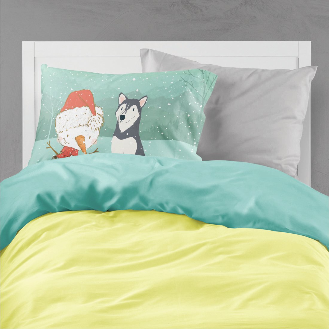 Siberian Husky Snowman Christmas Fabric Standard Pillowcase CK2046PILLOWCASE by Caroline's Treasures
