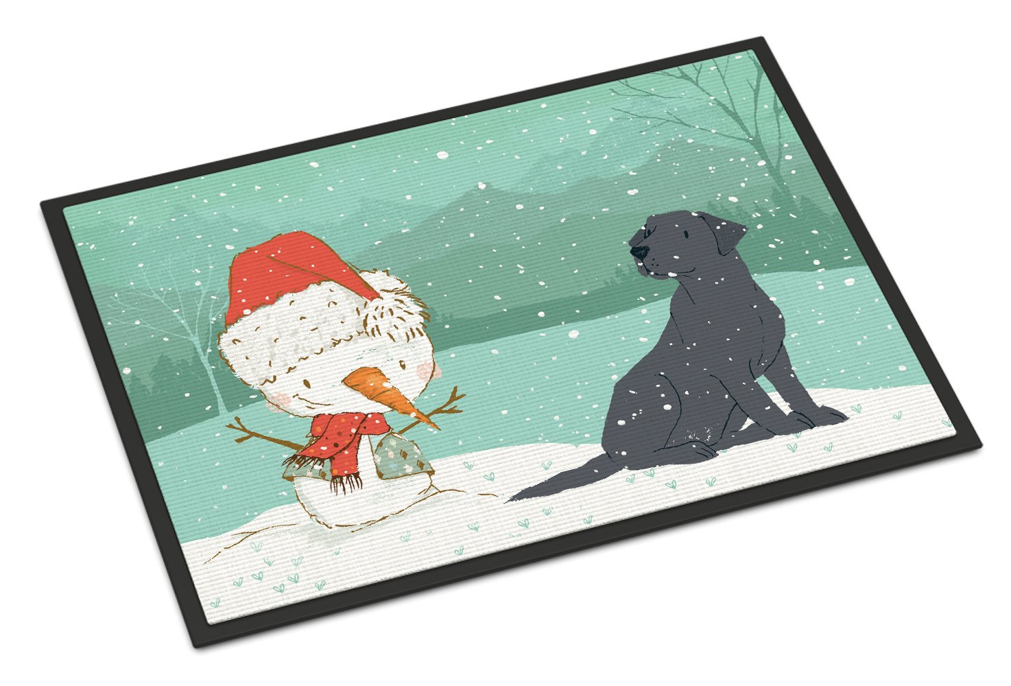 Black Labrador Snowman Christmas Indoor or Outdoor Mat 24x36 CK2047JMAT by Caroline's Treasures