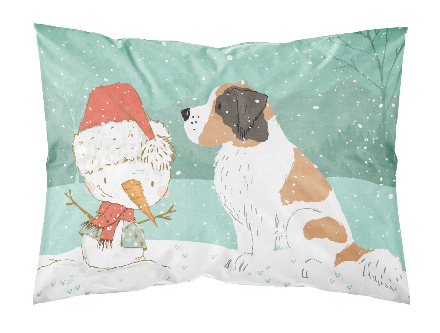 Saint Bernard Snowman Christmas Fabric Standard Pillowcase CK2050PILLOWCASE by Caroline's Treasures