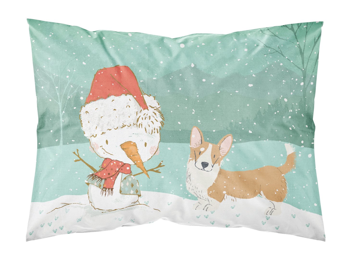Cardigan Corgi Snowman Christmas Fabric Standard Pillowcase CK2063PILLOWCASE by Caroline's Treasures