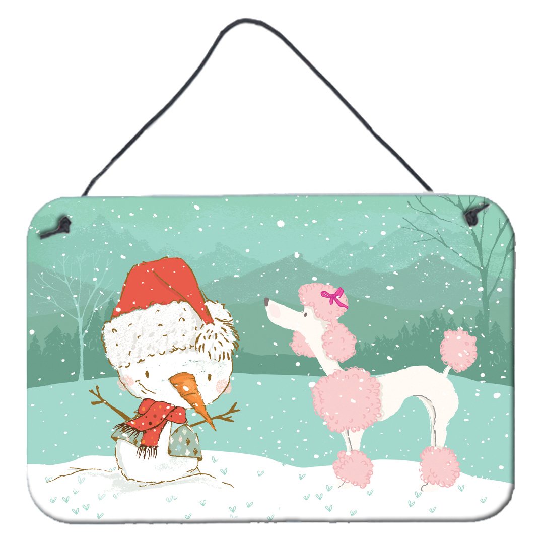 Pink Poodle Snowman Christmas Wall or Door Hanging Prints CK2066DS812 by Caroline's Treasures