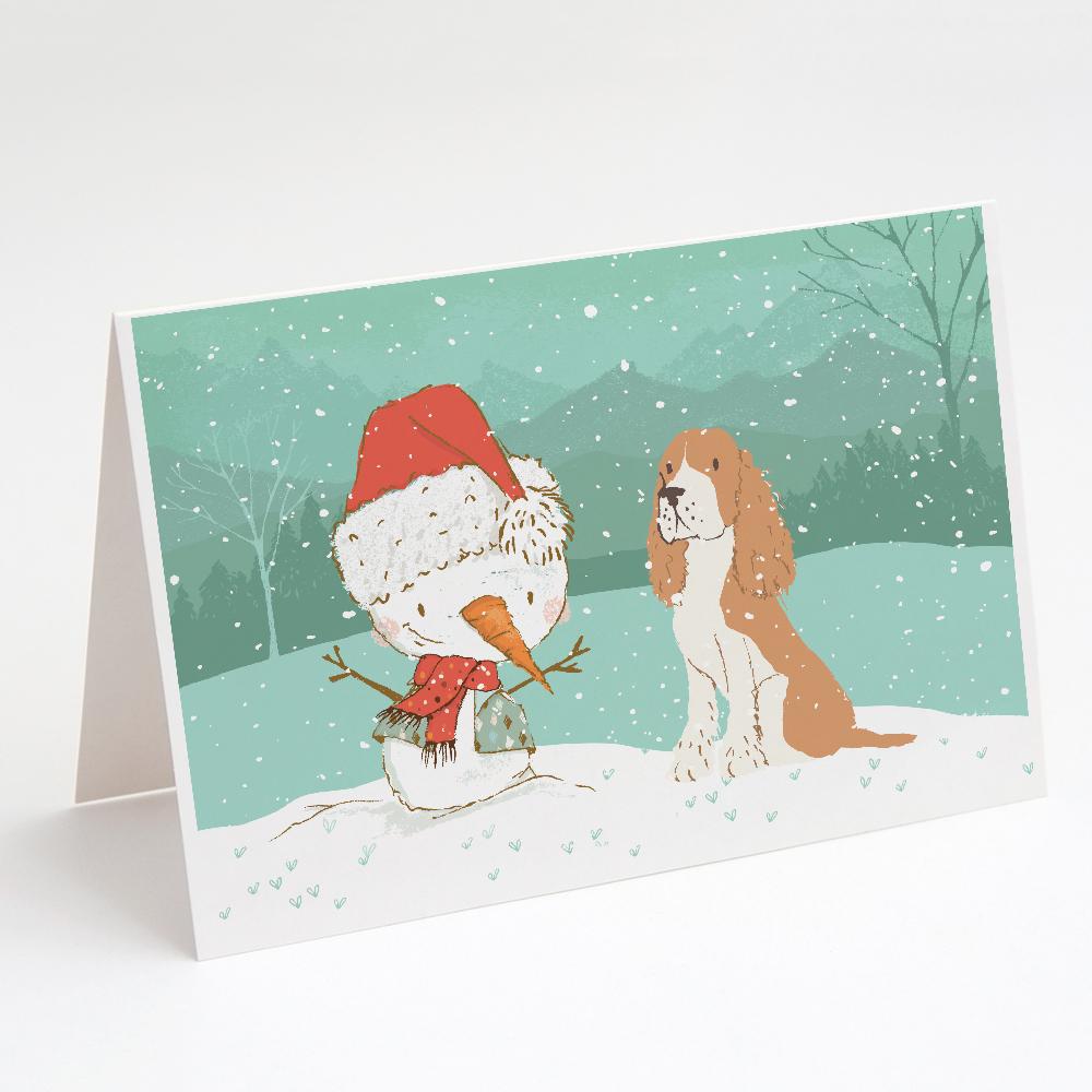 Buy this Red Spaniel Snowman Christmas Greeting Cards and Envelopes Pack of 8
