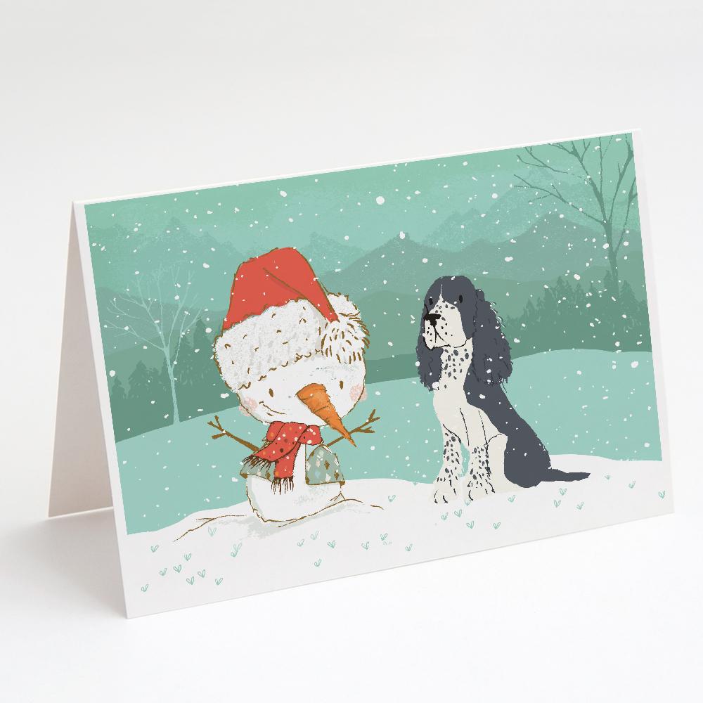 Buy this English Springer Spaniel Snowman Christmas Greeting Cards and Envelopes Pack of 8