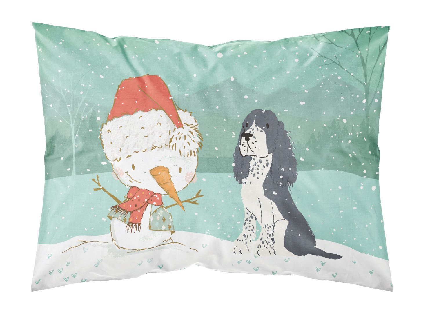 English Springer Spaniel Snowman Christmas Fabric Standard Pillowcase CK2073PILLOWCASE by Caroline's Treasures
