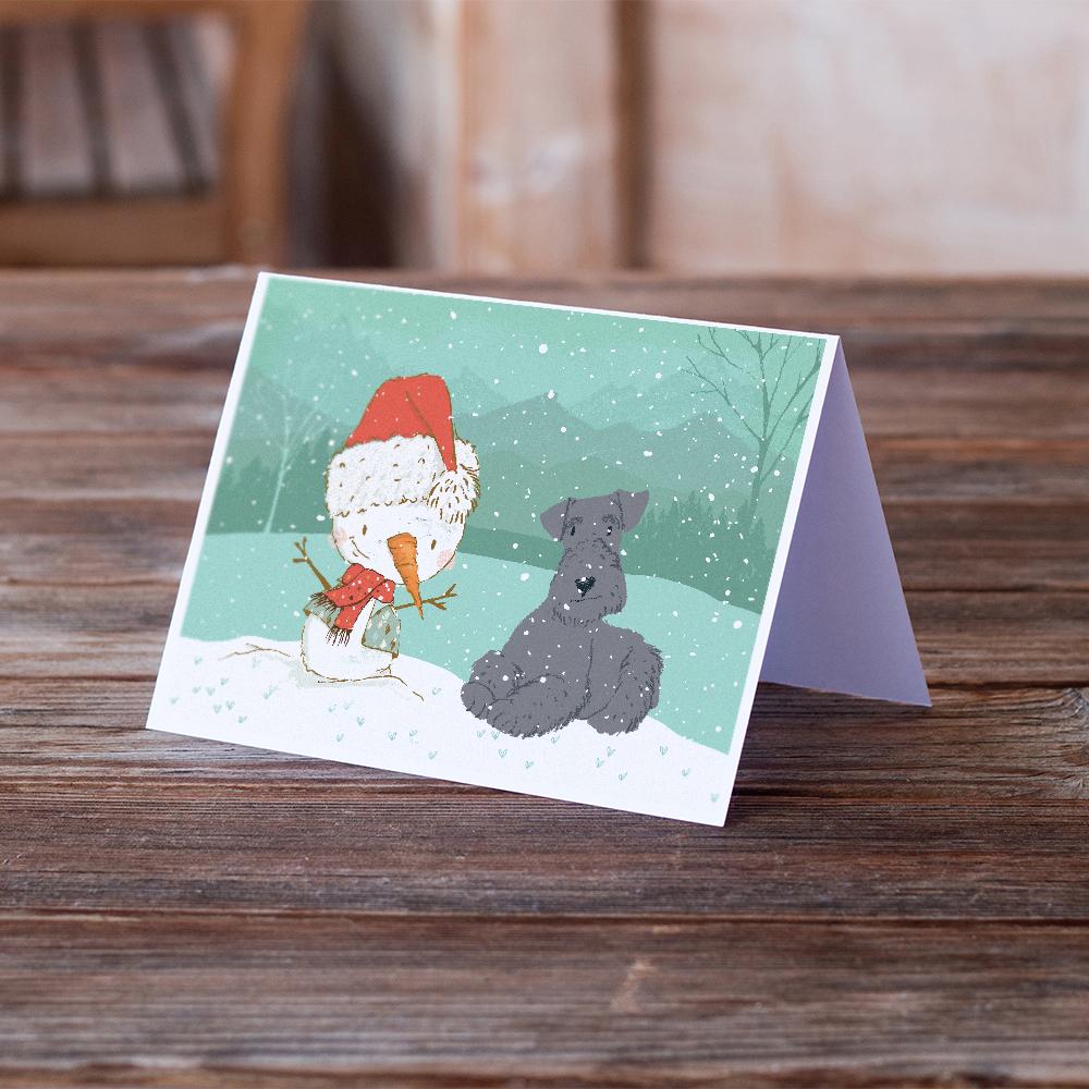 Lakeland Terrier Snowman Christmas Greeting Cards and Envelopes Pack of 8 - the-store.com