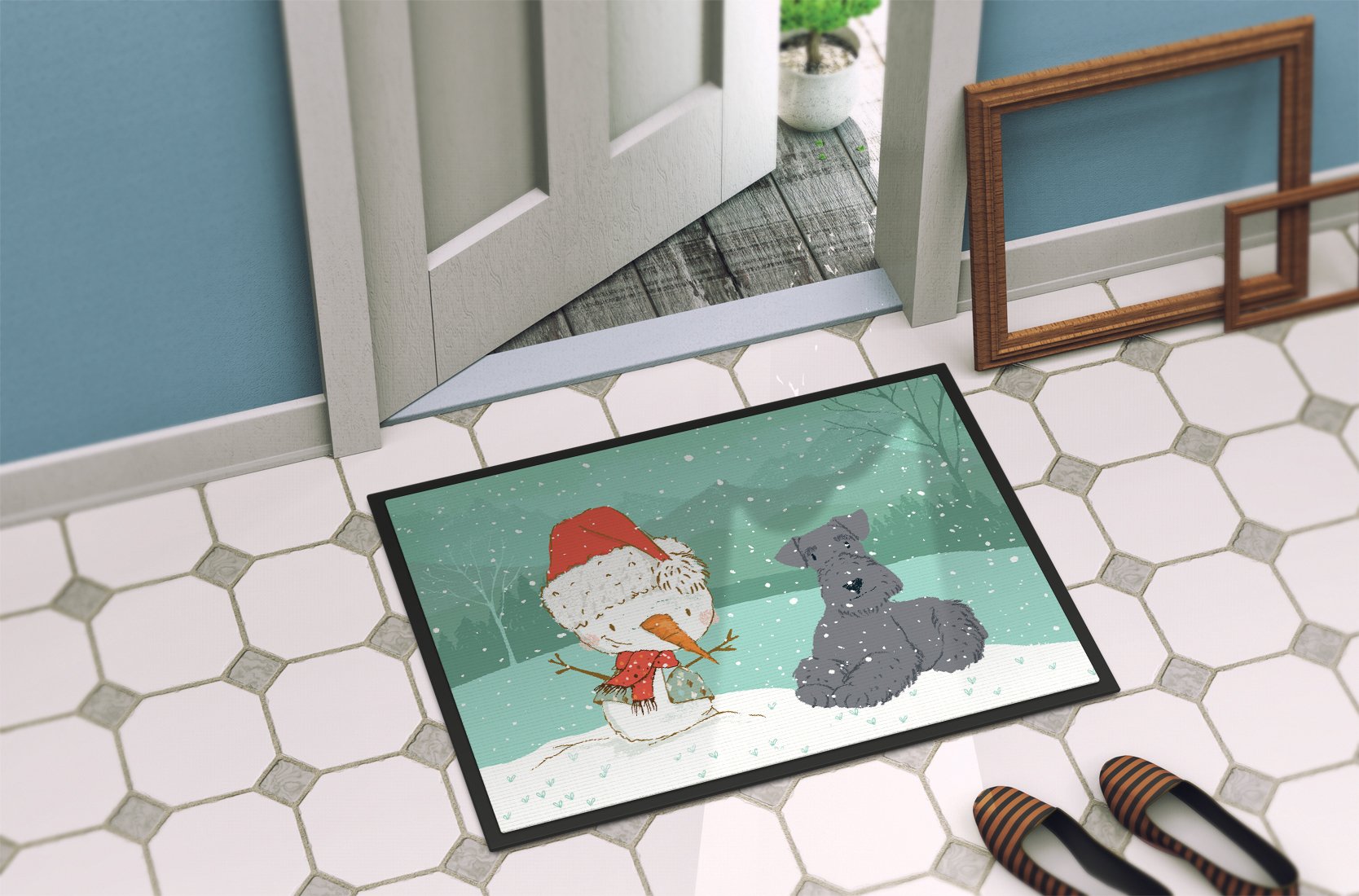 Lakeland Terrier Snowman Christmas Indoor or Outdoor Mat 24x36 CK2077JMAT by Caroline's Treasures