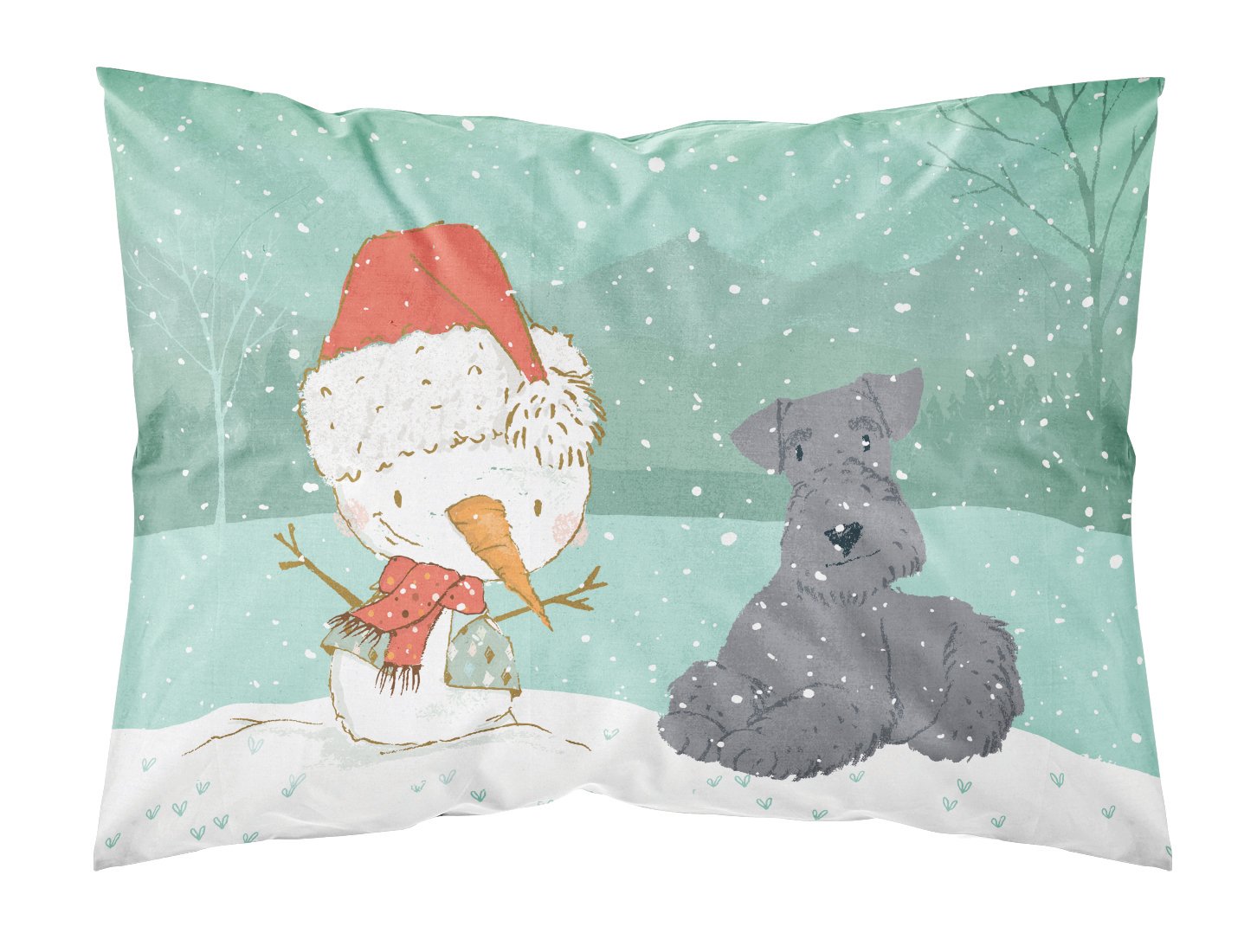 Lakeland Terrier Snowman Christmas Fabric Standard Pillowcase CK2077PILLOWCASE by Caroline's Treasures