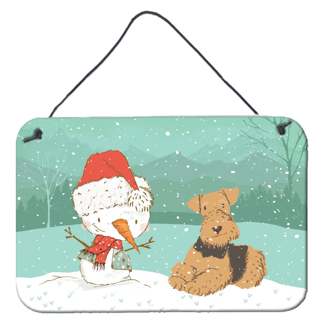 Airedale Terrier Snowman Christmas Wall or Door Hanging Prints CK2078DS812 by Caroline's Treasures