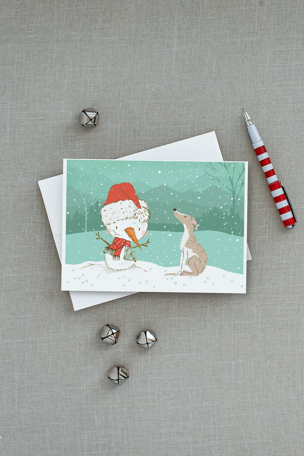 Whippet Snowman Christmas Greeting Cards and Envelopes Pack of 8 - the-store.com