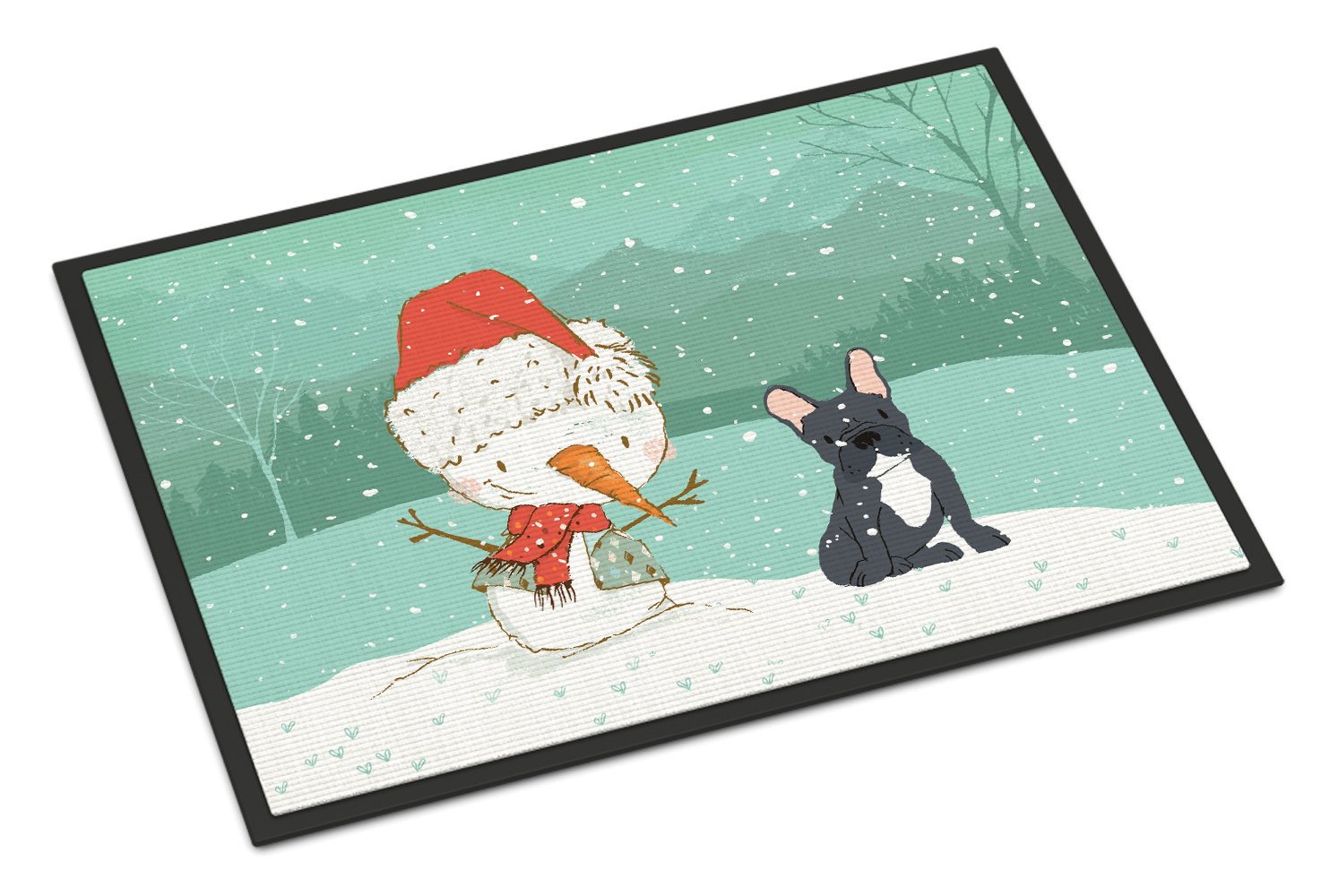 Black French Bulldog Snowman Christmas Indoor or Outdoor Mat 24x36 CK2085JMAT by Caroline's Treasures