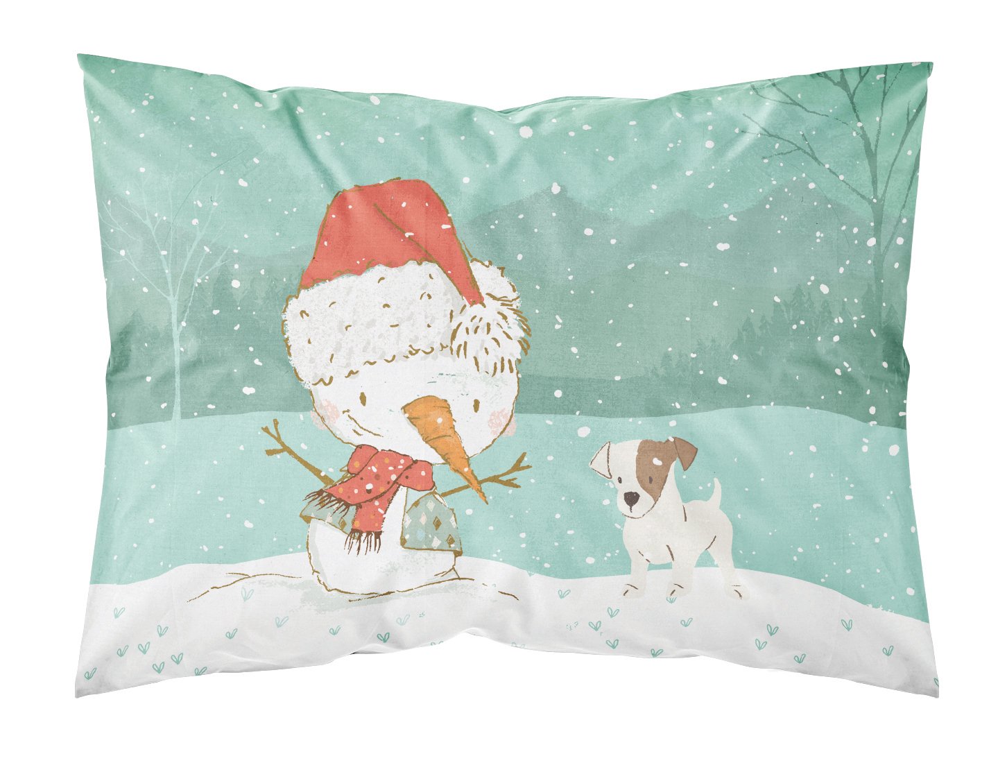 Jack Russell Terrier Snowman Christmas Fabric Standard Pillowcase CK2090PILLOWCASE by Caroline's Treasures