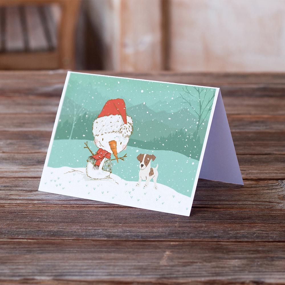 Buy this Jack Russell Terrier #2 Snowman Christmas Greeting Cards and Envelopes Pack of 8