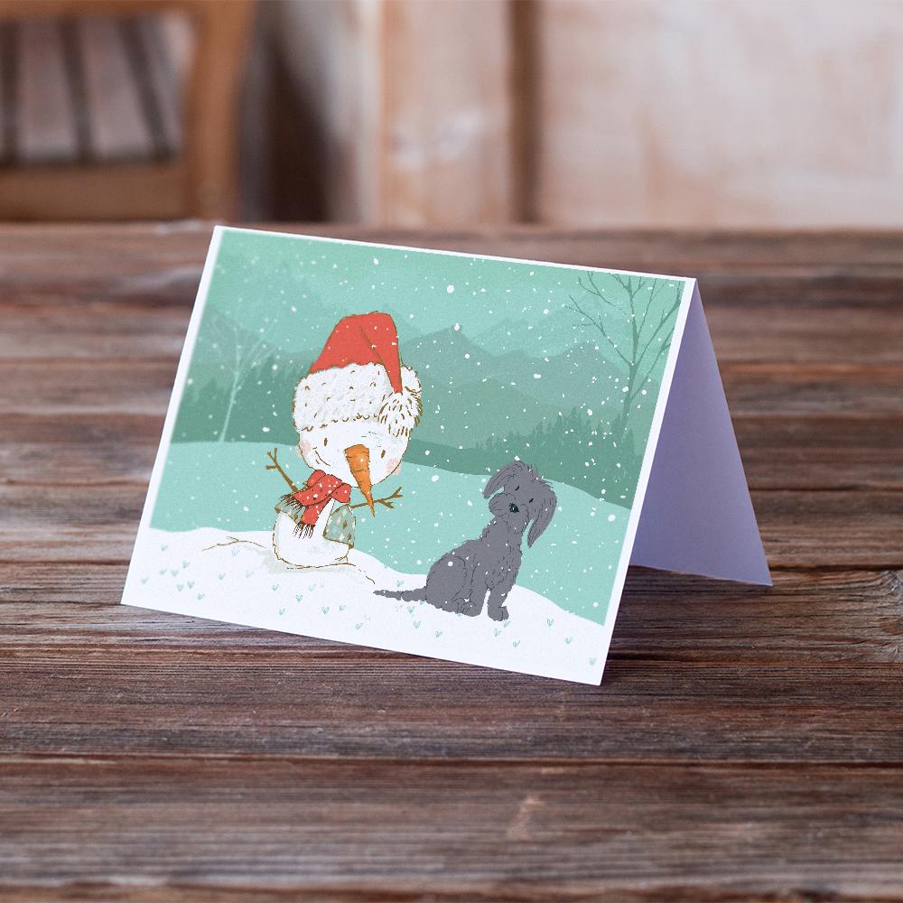Buy this Black Maltese Snowman Christmas Greeting Cards and Envelopes Pack of 8