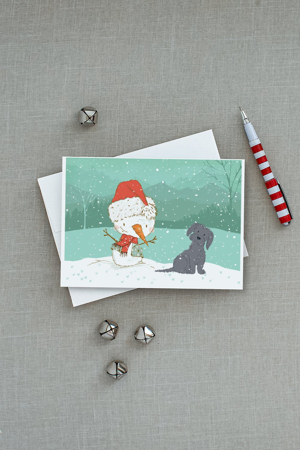Black Maltese Snowman Christmas Greeting Cards and Envelopes Pack of 8 - the-store.com