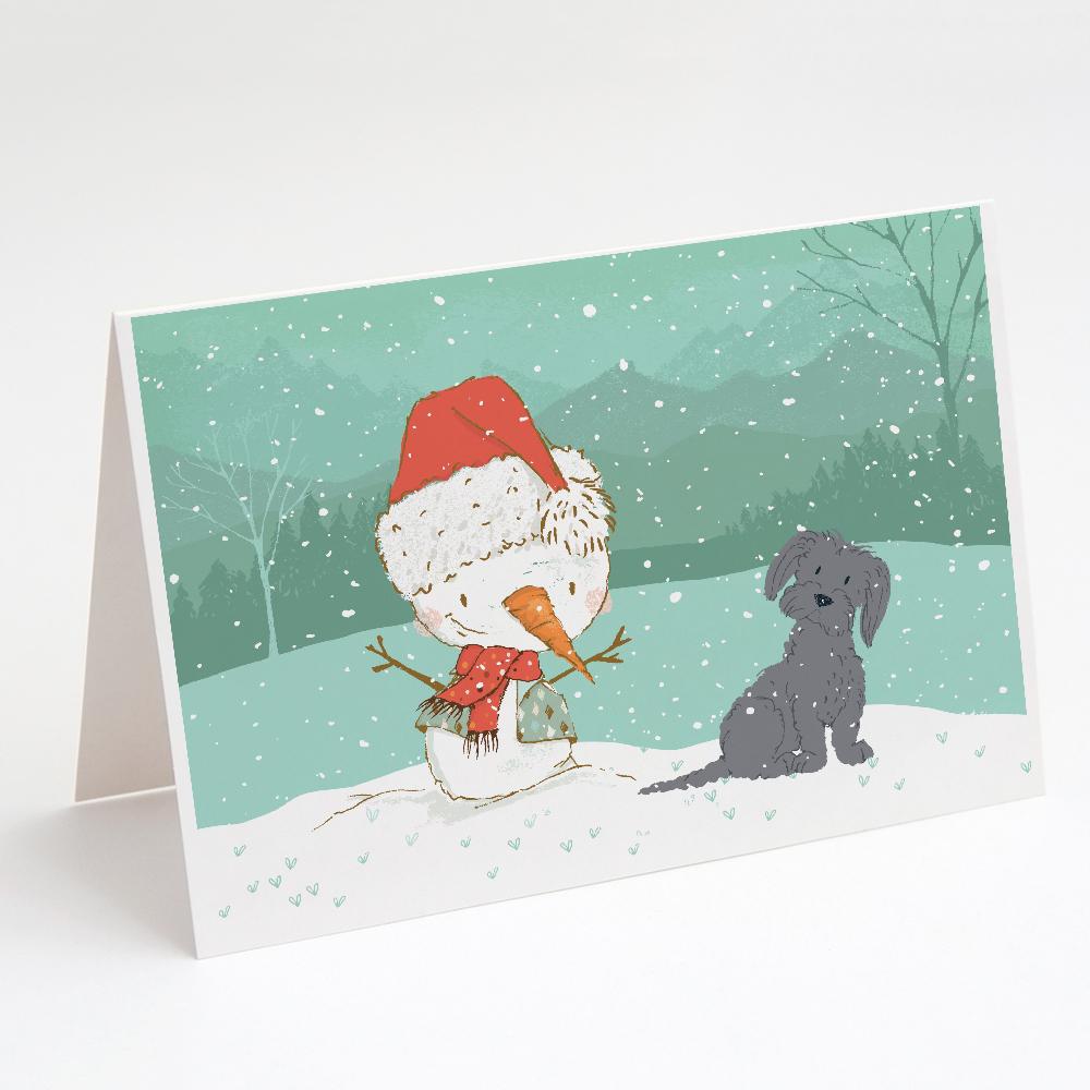 Buy this Black Maltese Snowman Christmas Greeting Cards and Envelopes Pack of 8