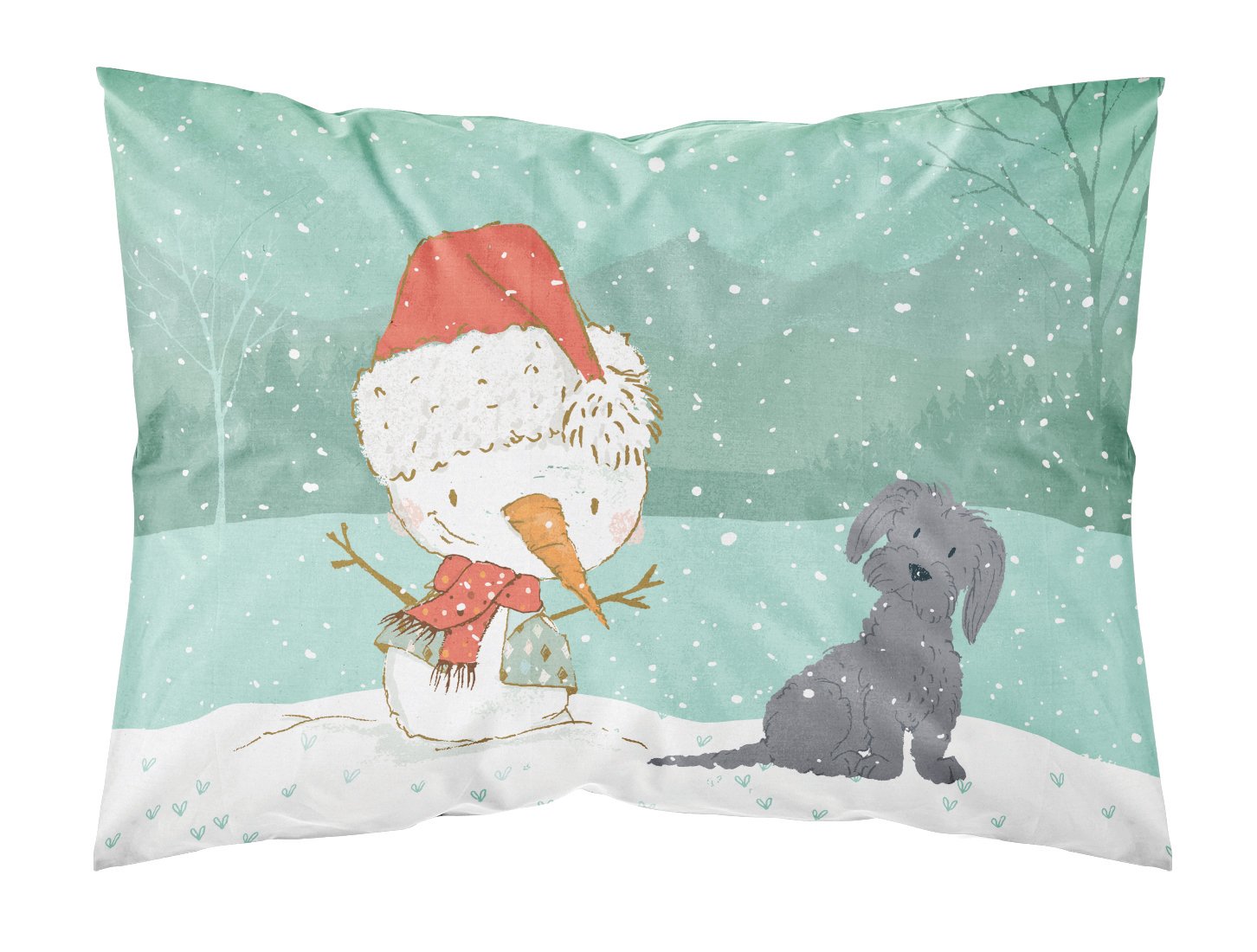 Black Maltese Snowman Christmas Fabric Standard Pillowcase CK2092PILLOWCASE by Caroline's Treasures