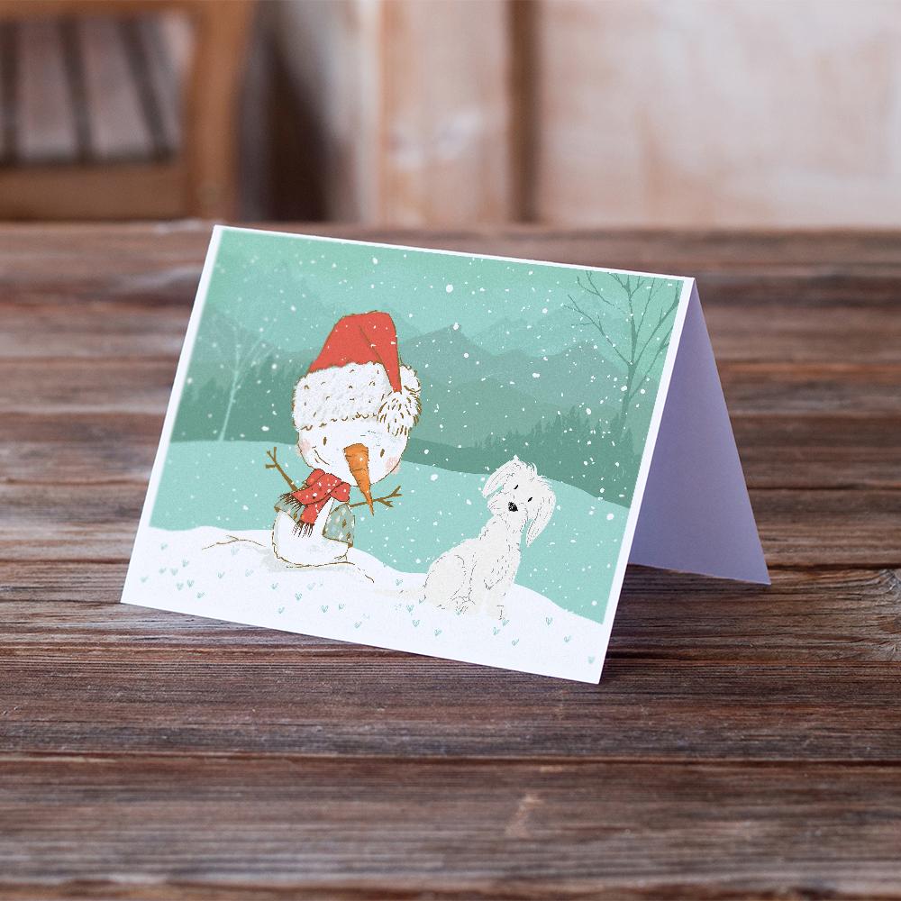 Maltese Snowman Christmas Greeting Cards and Envelopes Pack of 8 - the-store.com