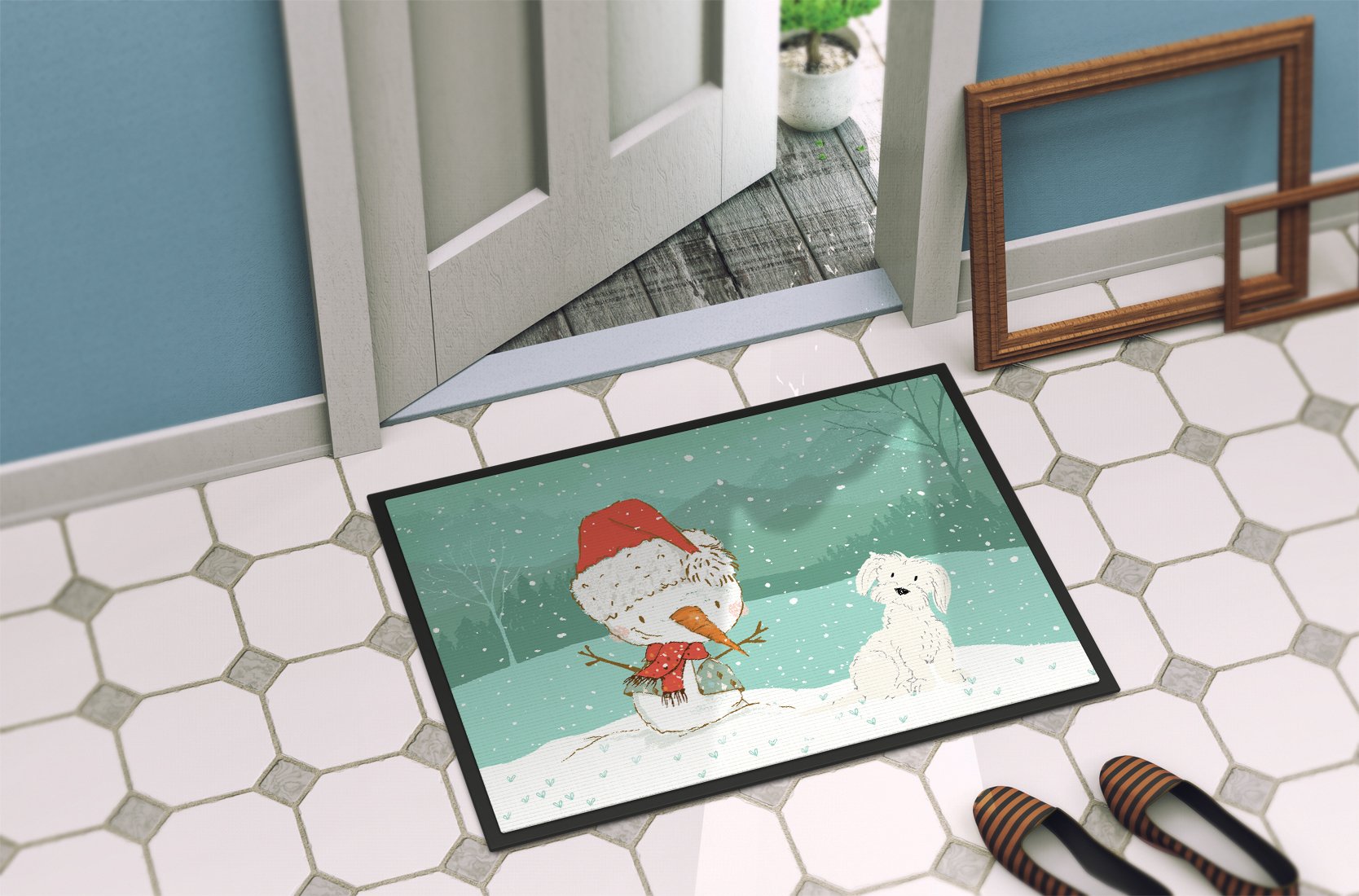 Maltese Snowman Christmas Indoor or Outdoor Mat 24x36 CK2094JMAT by Caroline's Treasures