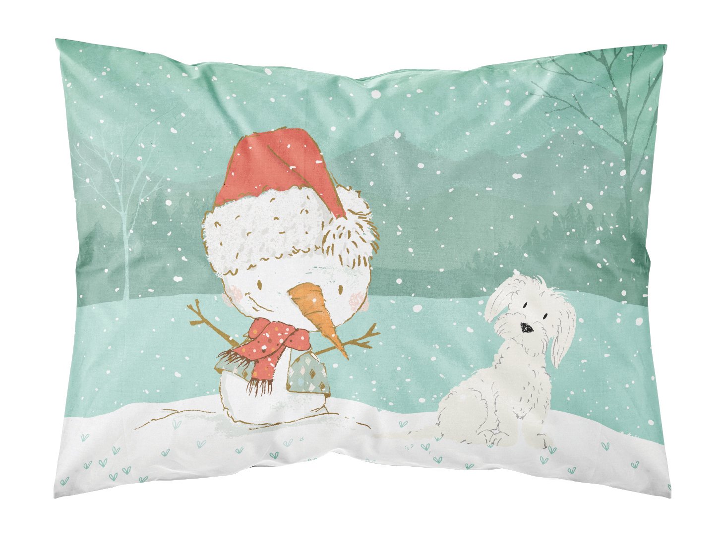 Maltese Snowman Christmas Fabric Standard Pillowcase CK2094PILLOWCASE by Caroline's Treasures